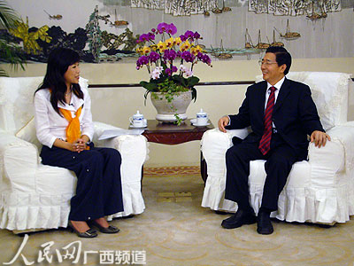 6月12日,广西壮族自治区党委书记郭声琨在南宁接受台湾记者采访