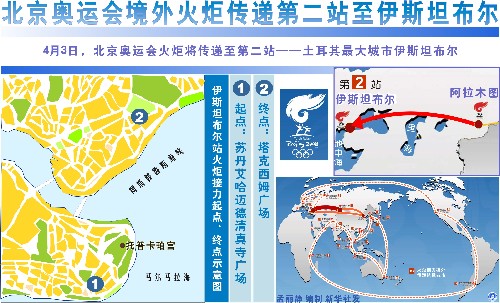 图表:北京奥运会境外火炬传递第二站至伊斯坦布尔 新华社发