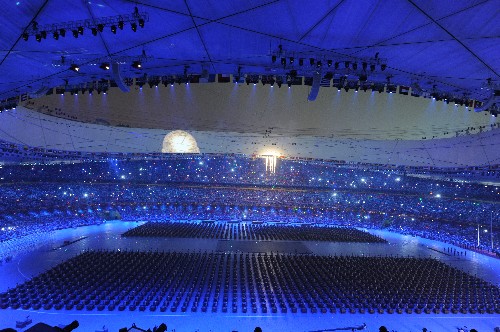 8月8日20时整,第29届奥运会在中国北京开幕。这是开幕式现场。 新华社记者杨磊摄