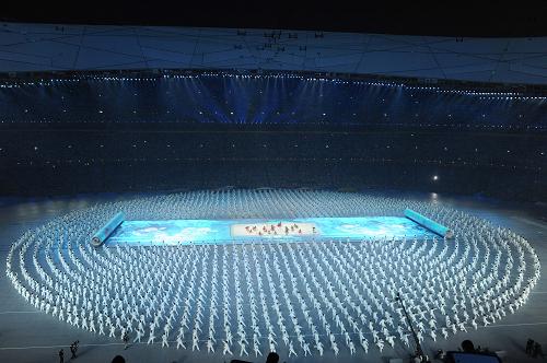 8月8日,第29届夏季奥林匹克运动会在北京国家体育场隆重开幕。这是开幕式现场。 新华社记者杨磊摄