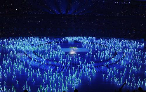 8月8日,第29届夏季奥林匹克运动会在国家体育场隆重开幕。这是开幕式上的表演。 新华社记者杨磊摄