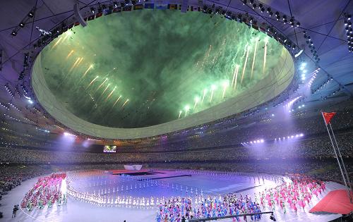 8月8日,第29届夏季奥林匹克运动会在北京国家体育场隆重开幕。这是开幕式现场。 新华社记者刘大伟摄