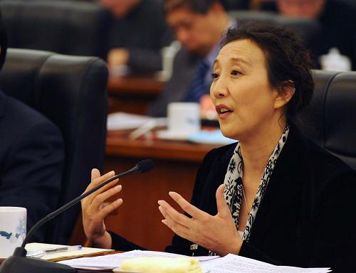 3月7日,全国人大代表、天津市作家协会党组成员赵玫认为,自主创新也适用于文化产业。应对金融危机要用文化创新带动文化产业大发展。 新华社记者 杨宗友 摄