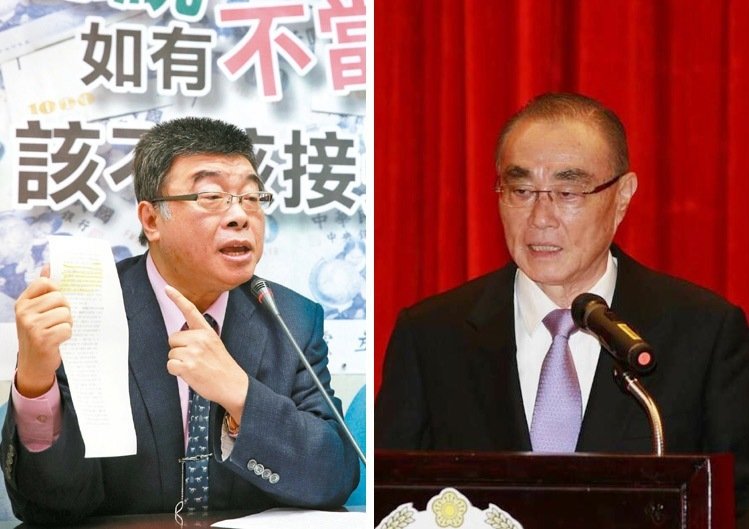 前国民党“立委”邱毅（左图）、台湾防务部门负责人冯世宽（右图）。