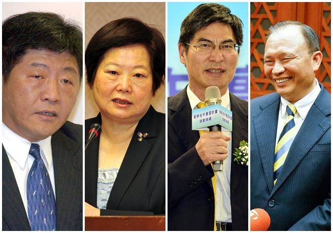 林全“内阁”局部改组,陈时中接“卫福部”(左1)、林美珠(左2)接“劳动部”、陈良基(右2)掌“科技部”、林聪贤(右1)掌“农委会” 林全“内阁”局部改组,陈时中接“卫福部”(左1)、林美珠(左2)接“劳动部”、陈良基(右2)掌“科技部”、林聪贤(右1)掌“农委会”
