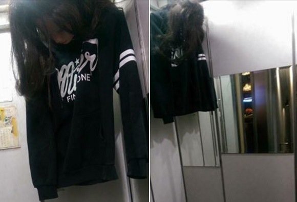 电梯惊现“半身上吊女”网友批“吓到闪尿”(图) 电梯惊现“半身上吊女”网友批“吓到闪尿”(图)