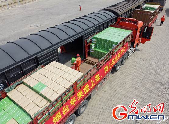 【组图】“守沪者联盟”丨山东烟台:公路转铁路 100吨苹果驰援上海