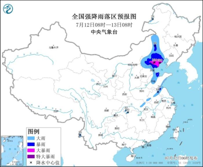 全国强降雨落区预报图。来源:中国天气网