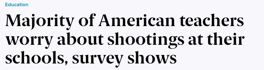 【天下说】皮尤审核：少数美国教师耽忧学校爆发枪击，仅少数人招供校方应答措施