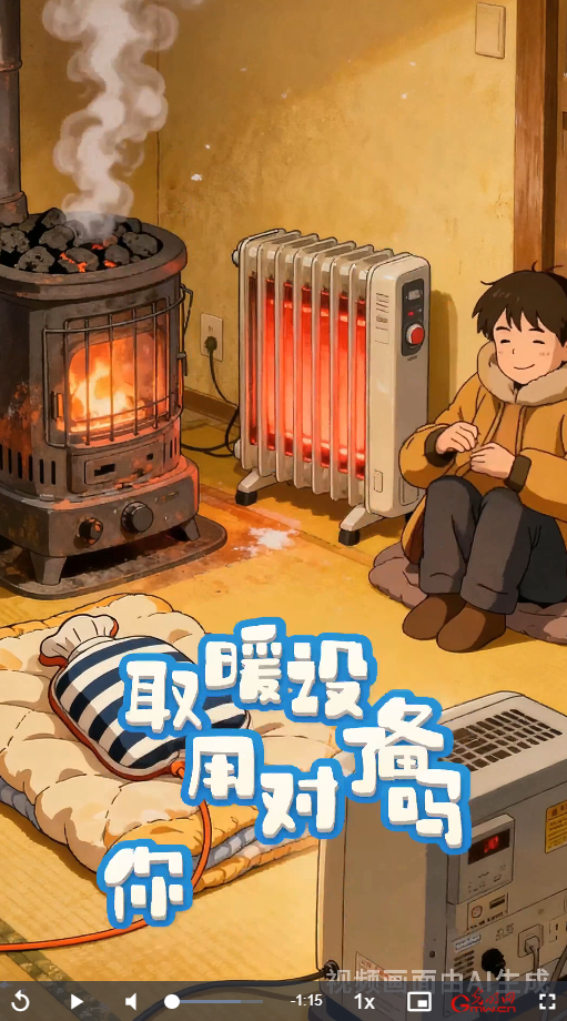 AI动画｜防患于未然，看看冬季居家取暖的正确打开方式