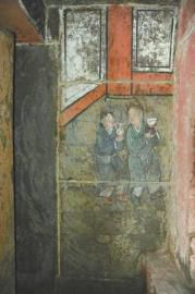 Ĺ��ȺA��9��Ĺ���ڵıڻ��ϣ����������������ӡ��ƺ���ͯ�ӣ��ʻ���ɫ��������