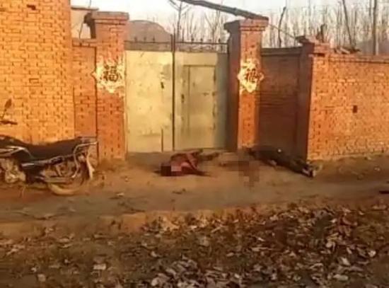 秦工与妻子倒在家门口