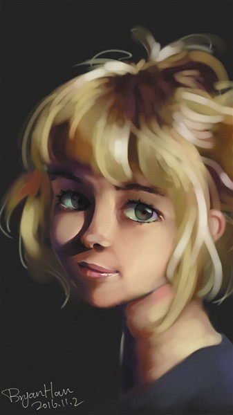 韩百川喜欢画画,这是他刚完成的作品。