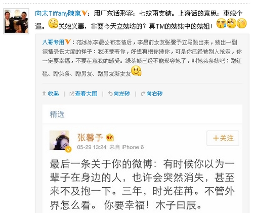 张馨予遭喷婊姐 治廷单祝媚娘幸福 明星前任极品攻略