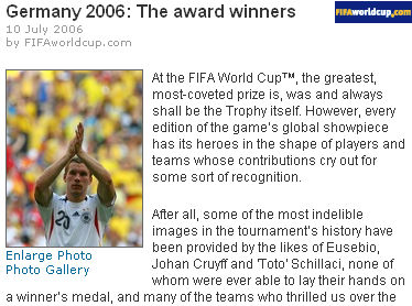 国际足联评定各奖项得主官方定性齐达内瑕不掩瑜