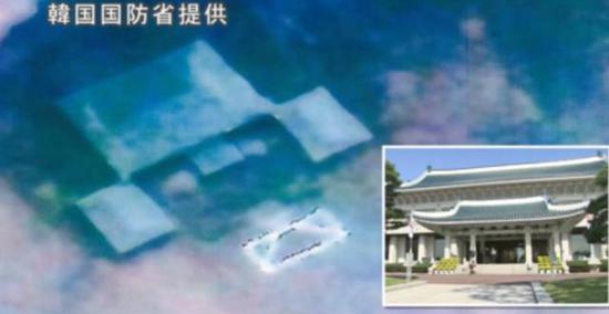 资料图:韩国军方提供的朝鲜演习卫星照片,靶标酷似青瓦台
