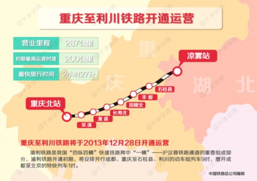 重庆至利川铁路将开通运营