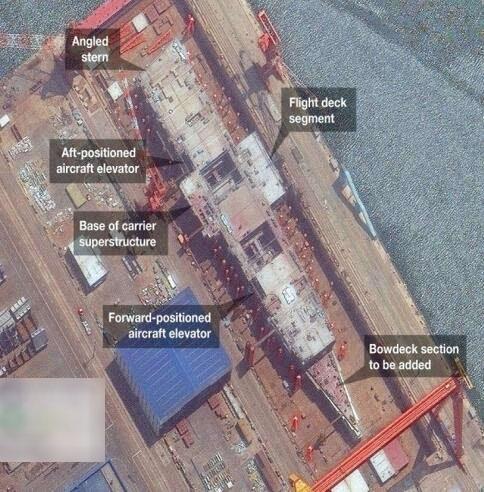 境外媒体曝中国首艘国产航母卫星照建造已近尾声