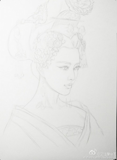 粉丝手绘武媚娘惊艳钢笔画
