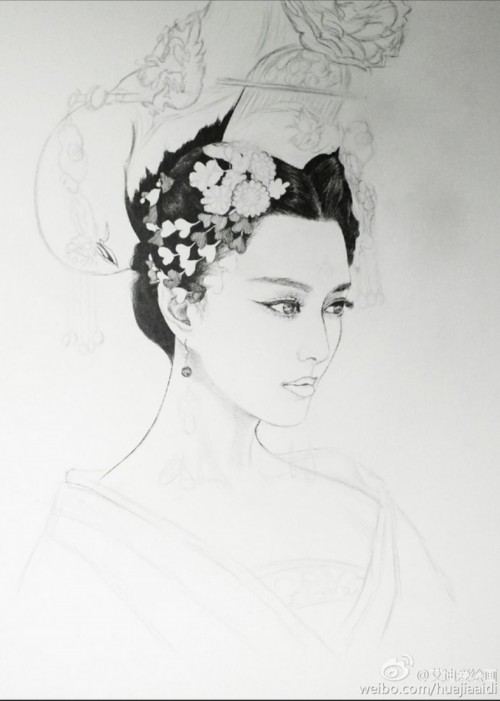 粉丝手绘武媚娘惊艳钢笔画