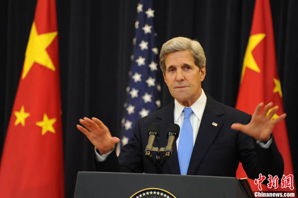 资料图:美国克里访华将强推美国航行自由,插手中国南海.