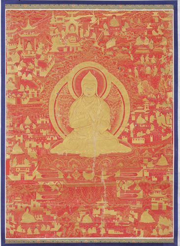 "宗喀巴大师传"金绘唐卡